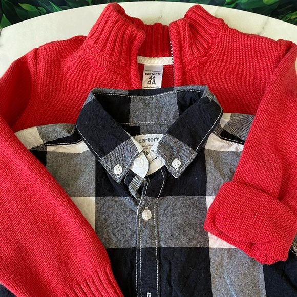 Carter's Buffalo Plaid with Red Sweater size 4T - Picture 1 of 8